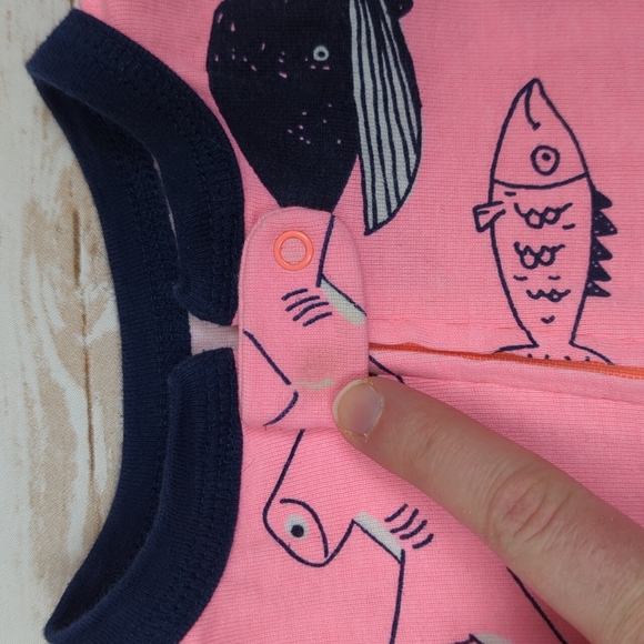 Carter's Neon Pink/Navy Ocean Romper 12M - Picture 4 of 5